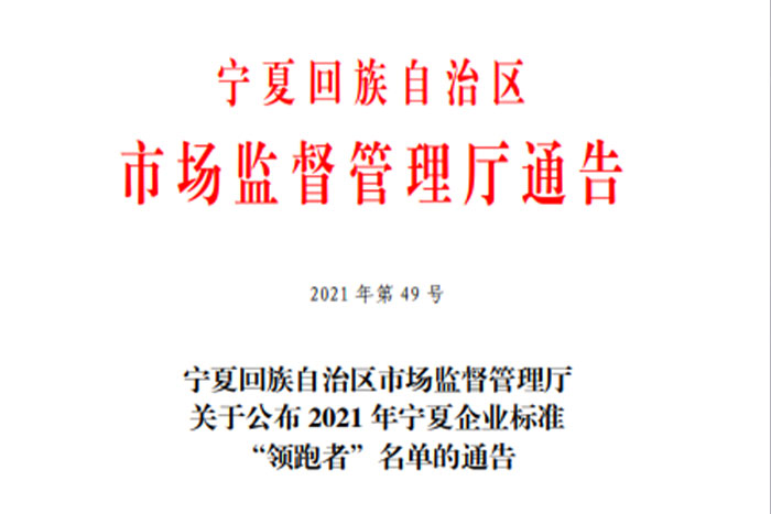 【荣誉】菠菜担保平台《GS系列桁架机器人》企业标准入选2021年宁夏企业标准&ldquo;领跑者&rdquo;名单